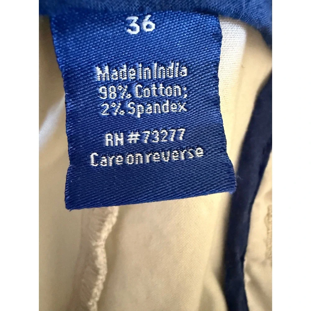 Apt. 9 Mens Chino Shorts Size 36 Stone Beige Stretch Cotton Flat Front Casual